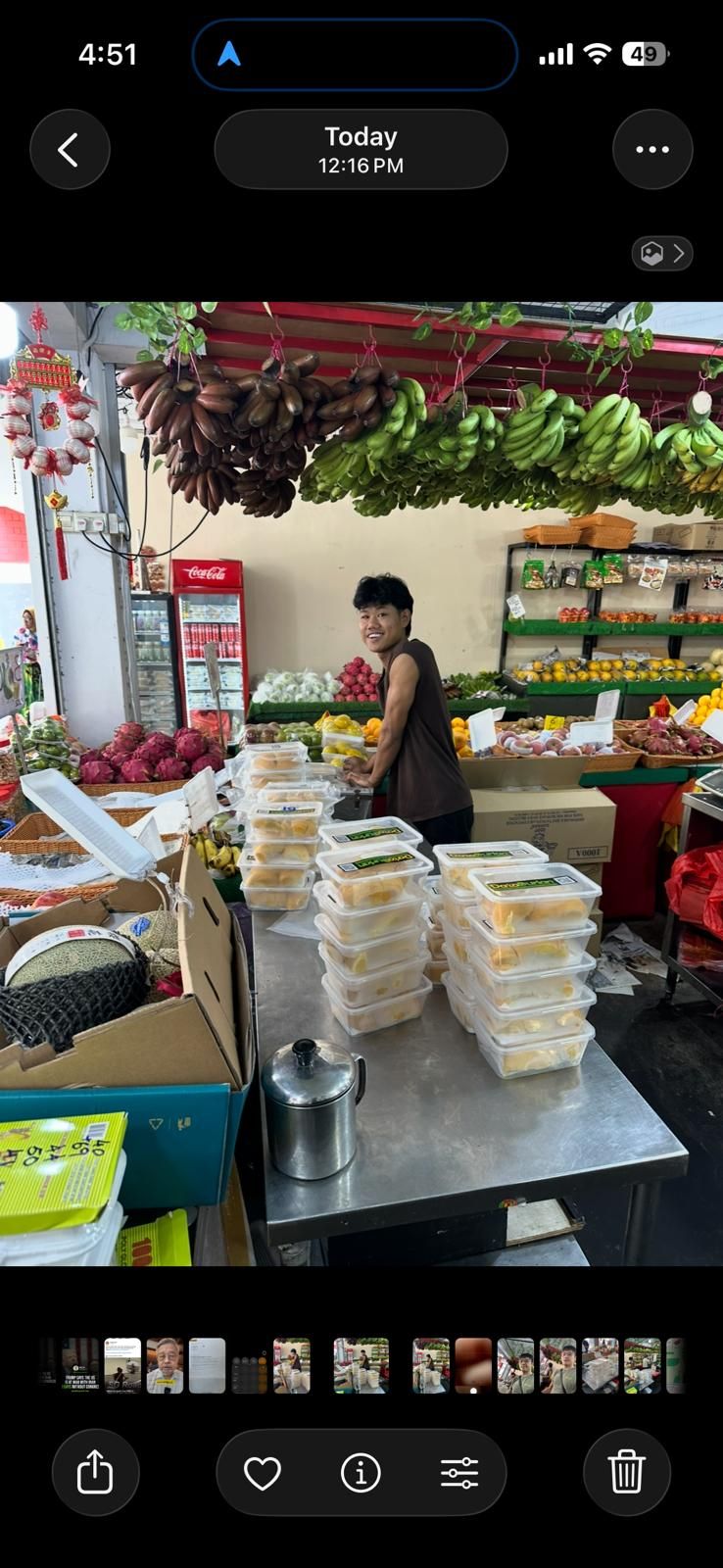 Labelled bulk durian orders packed by variety for corporate delivery in Singapore